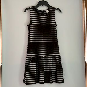 black and white stripe girls dress with pockets